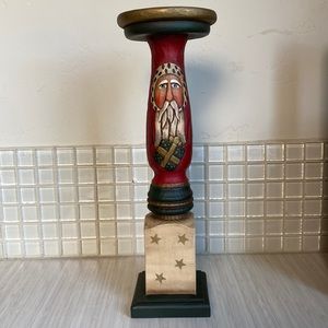 Lori Miller Whispering Pines Santa Candleholder 2008 Vintage